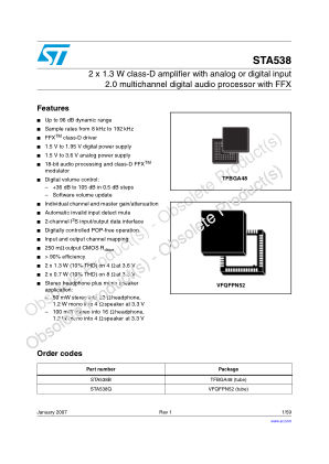STA538 数据手册首页