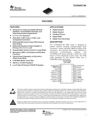 TLV320AIC1106 datasheet cover page