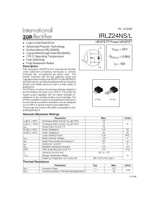 IRLZ24NS datasheet cover page