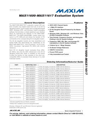MAX11612EVSYS-MAX11617EVSYS 数据手册首页