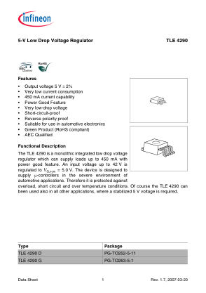 TLE4290D datasheet cover page