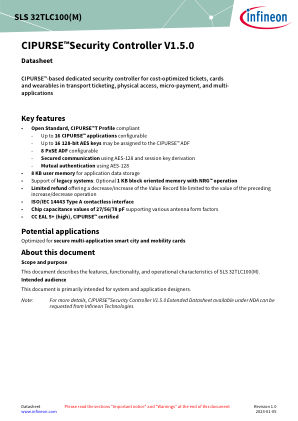 SLS-32TLC100M datasheet cover page