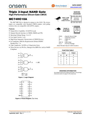 MC74HC10A 数据手册首页