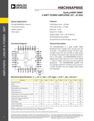 HMC998APM5E datasheet cover page