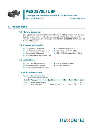 PESD5V0L1USF datasheet cover page