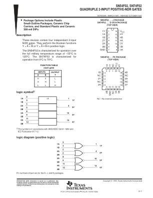 SN74F02 datasheet cover page