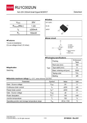 RU1C002UN 数据手册首页