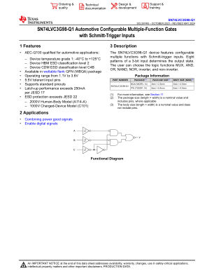 SN74LVC3G98-Q1 datasheet cover page