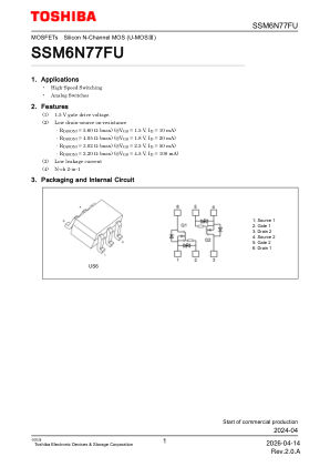 SSM6N77FU datasheet cover page
