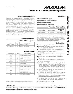 MAX1117EVSYS datasheet cover page