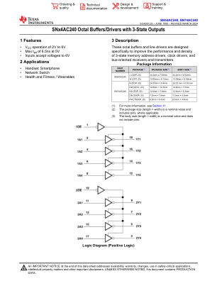 SN74AC240 datasheet cover page