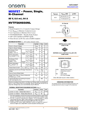 NVTFS6H850NL datasheet cover page