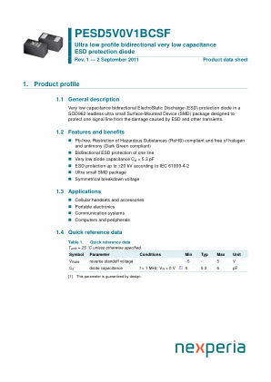 PESD5V0V1BCSF datasheet cover page