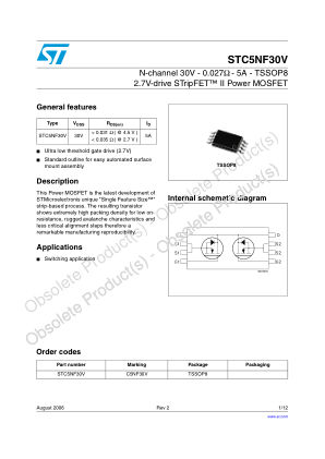 STC5NF30V 数据手册首页