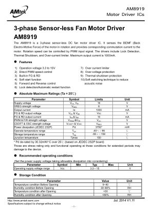 AM8919 数据手册首页