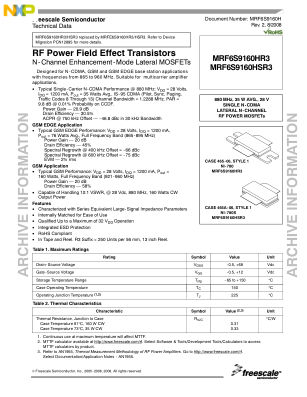 MRF6S9160H 数据手册首页