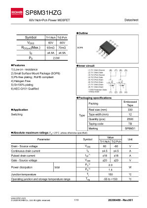 SP8M31HZG 数据手册首页
