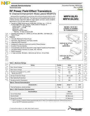 MRF9135L datasheet cover page