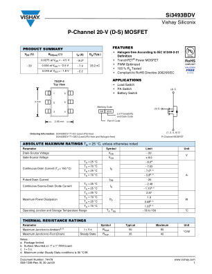 SI3493BDV datasheet cover page