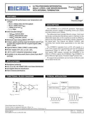 SY58601UMG-TR datasheet cover page