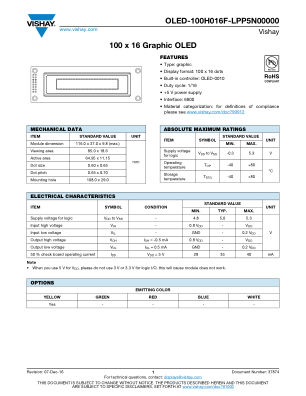 OLED100H016FLPP5N00000 datasheet cover page