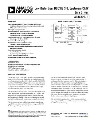 ADA4320-1 datasheet cover page