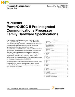 MPC8309EC 数据手册首页