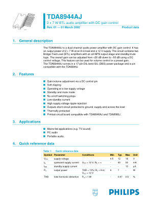 TDA8944AJ datasheet cover page