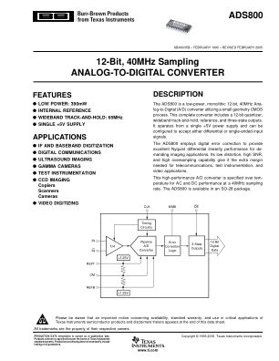 ADS800 datasheet cover page