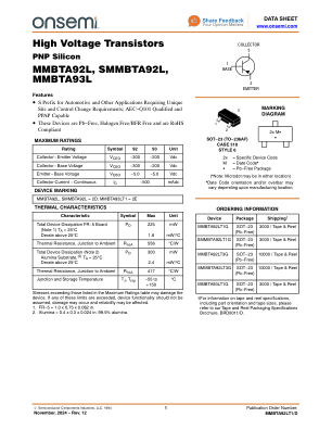 MMBTA92LT1 datasheet cover page