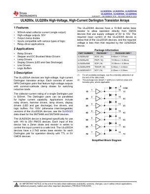 ULQ2004A 数据手册首页