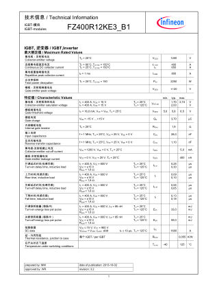 FZ400R12KE3B1 数据手册首页