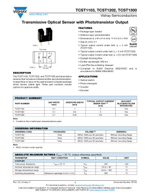 TCST1103 datasheet cover page