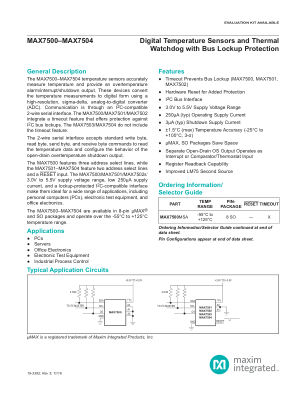 MAX7500 datasheet cover page
