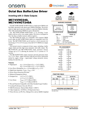 MC74VHC240 datasheet cover page