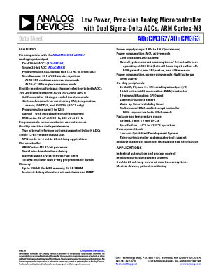 ADUCM362-363 数据手册首页