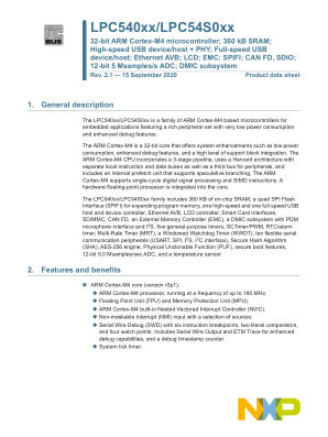 LPC540XX datasheet cover page