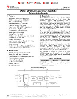 DAC7551-Q1 数据手册首页