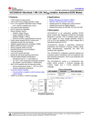 UCC33420-Q1 datasheet cover page