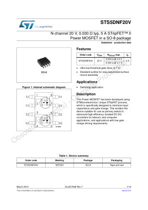 STS5DNF20V datasheet cover page