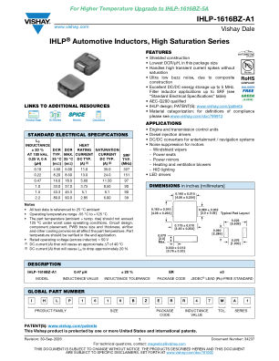 IHLP-1616BZ-A1 datasheet cover page