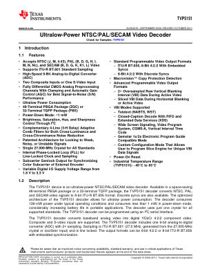 TVP5151 datasheet cover page