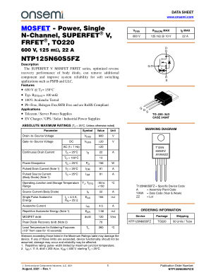 NTP125N60S5FZ 数据手册首页