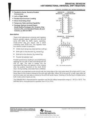 SN74AS194 datasheet cover page
