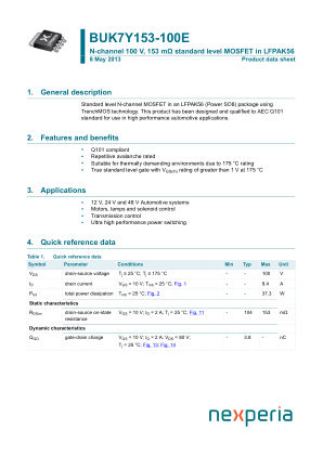 BUK7Y153-100EX datasheet cover page