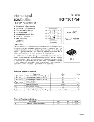 IRF7301 数据手册首页