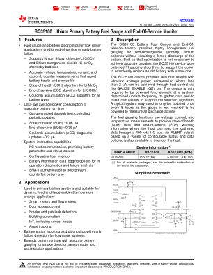 BQ35100 datasheet cover page