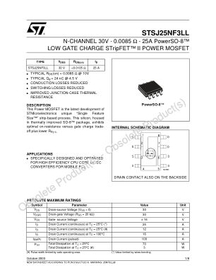 STSJ25NF3LL 数据手册首页