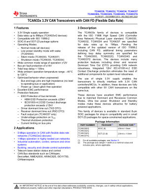 TCAN337G datasheet cover page