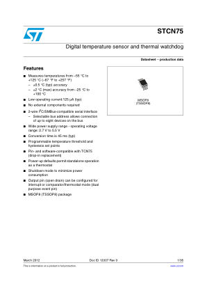 STCN75 datasheet cover page